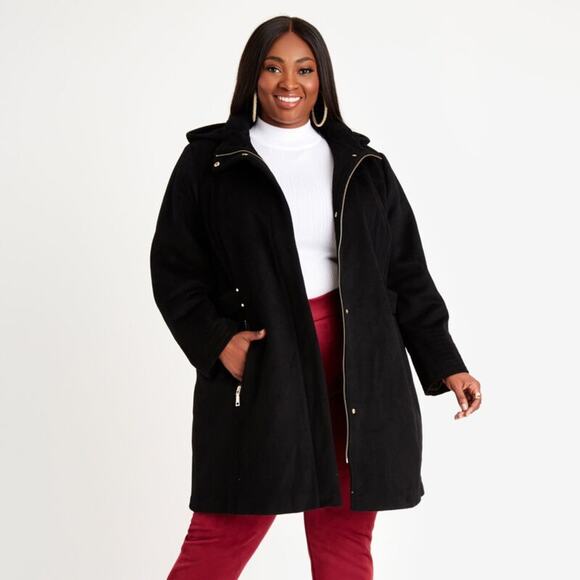 NWT VINCE CAMUTO WOOL HOODED LONG COAT